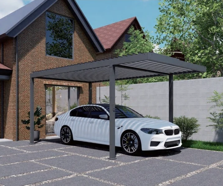 EV charging carport with integrated wallbox
