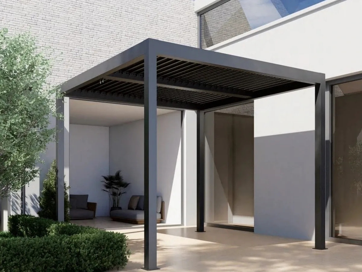ST-100-A manual louver steel pergola for entry-level patio and garden shade projects