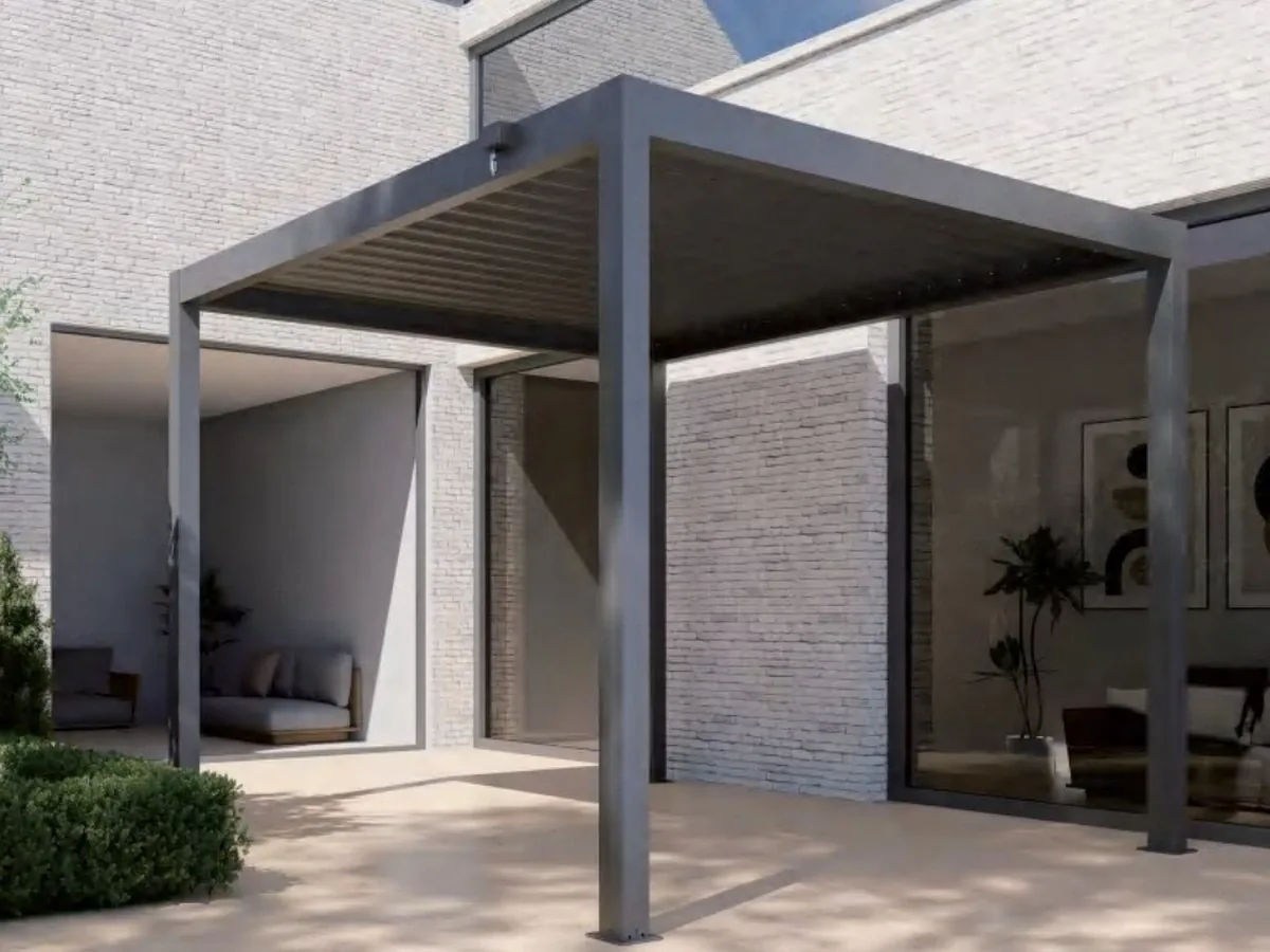 ST-100-B-KD cost-effective manual louver steel pergola with 150mm roof blades for outdoor shade projects