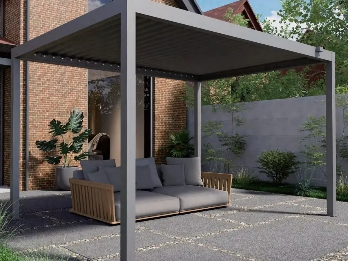 ST-100-C-KD best-selling manual louver steel pergola for patio garden and commercial shade projects