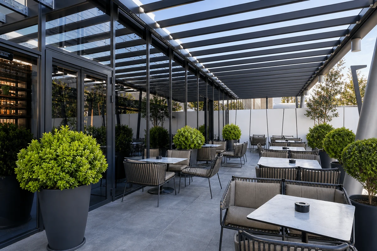 Commercial pergola project reference