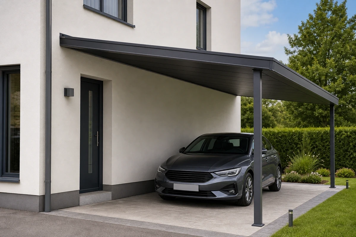Wall-attached carport connected to the house