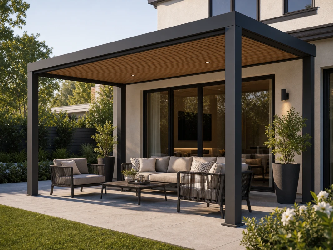 ALUX pergola with roof manufacturer for all weather outdoor spaces