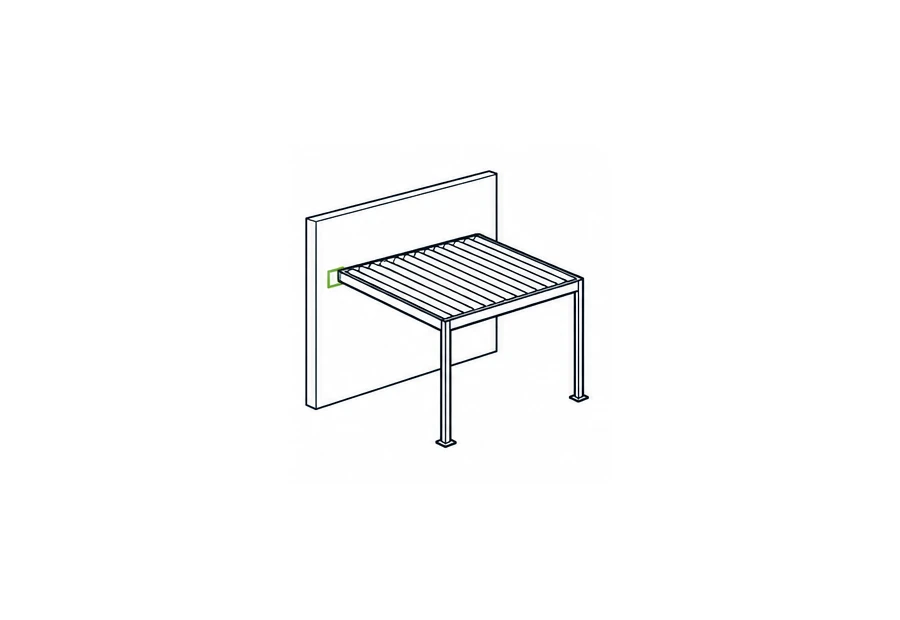 ST-100-A-KD steel pergola wall-mounted installation drawing for patio shade projects
