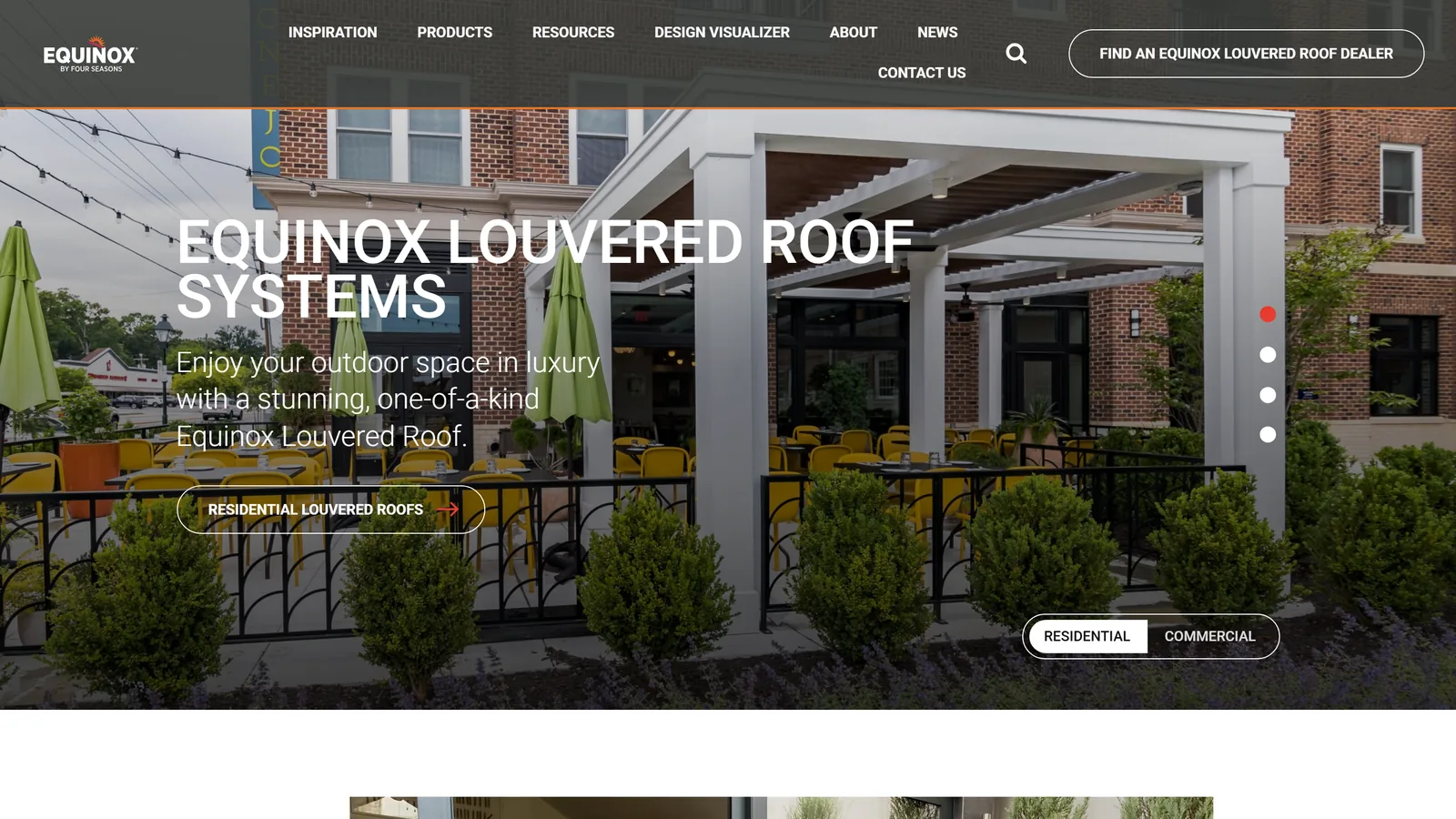 Amerimax Equinox louvered roof manufacturer homepage