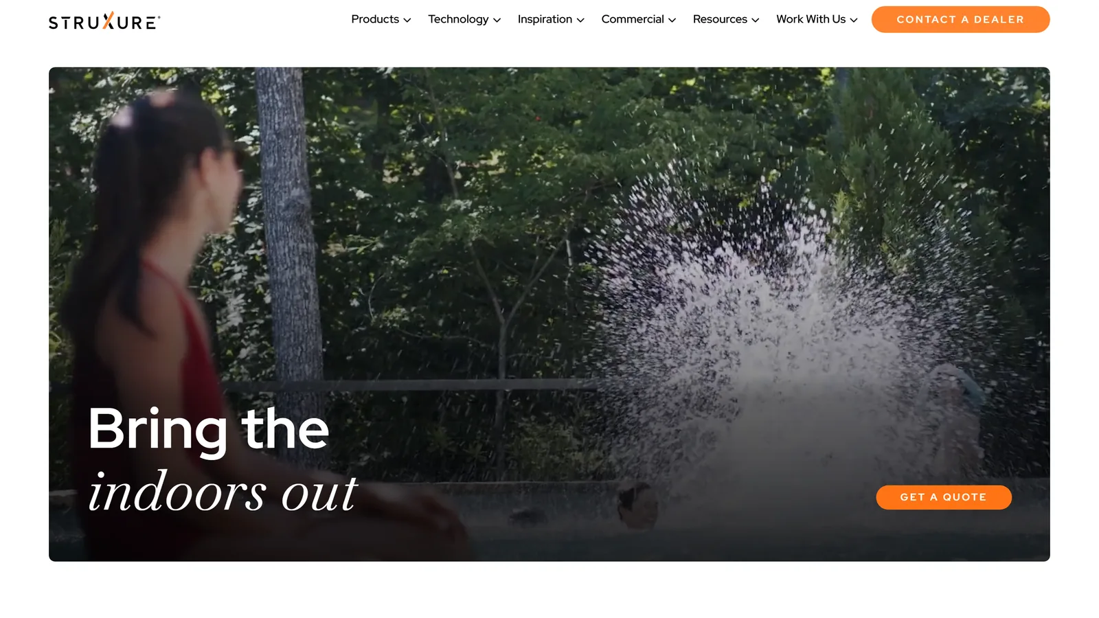 StruXure louvered pergola manufacturer homepage